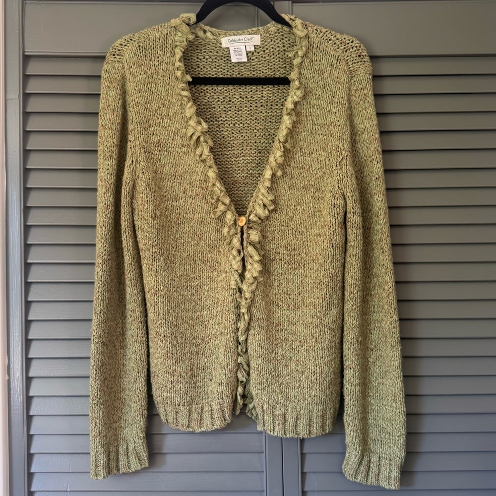 Coldwater Creek Green Knit Cardigan